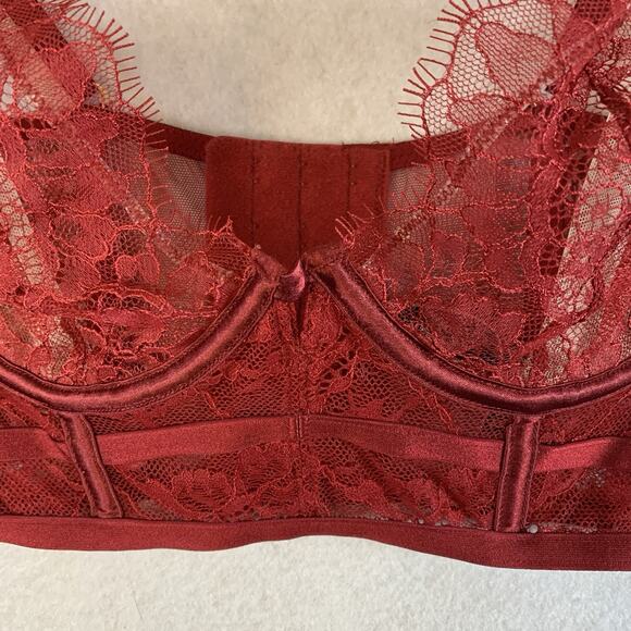 Victorias Secret Very Sexy Collection Lace Bralette Sz 32D Red Pin Up Boudoir - Picture 2 of 11